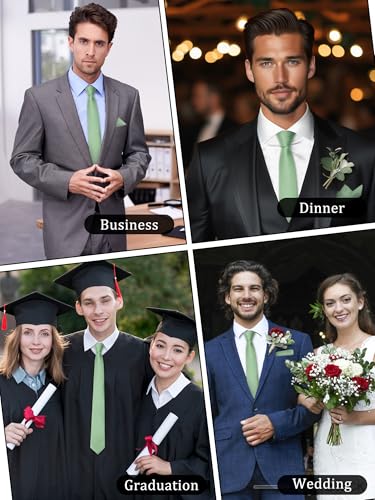 Image of Mantieqingway Black Tie Sets for Men Classic Solid Color Tie Handkerchief Pocket Square Holder Formal Graduation Wedding