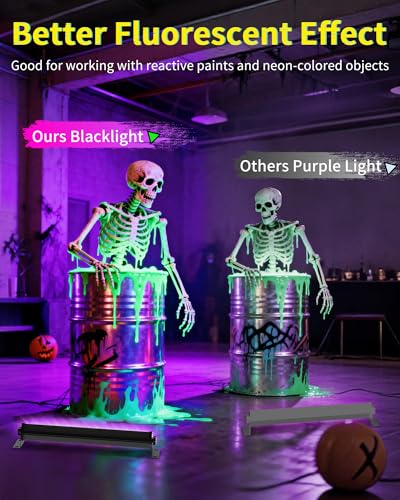 Image of 45W Black Light Bar with 6ft Cord+Switch, Each Light Up 25x25ft Area, LED Blacklight Flood Light for Neon Glow Party Body Paint Fluorescent Tapestry Poster Classroom Bedroom Halloween, 1 Pack