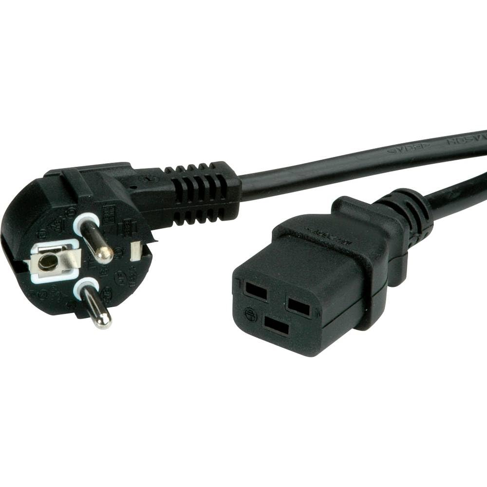 VALUE Netzkabel Schutzkontakt- IEC320-C19 16A, schwarz, 2 m