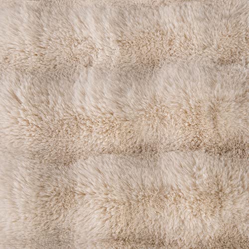 Madizz Pack Of 2 Thick Plush Wool Throw Pillow Covers 22X22 Inch Beige Soft Decorative Cushion Cover For Sofa Bedroom Pillow Shell #TOP3