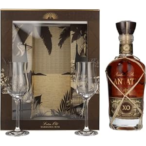 Plantation Barbados XO Extra Old 20th Anniversary mit Geschenkverpackung mit 2 Gläsern Rum, 700ml (1er Pack)