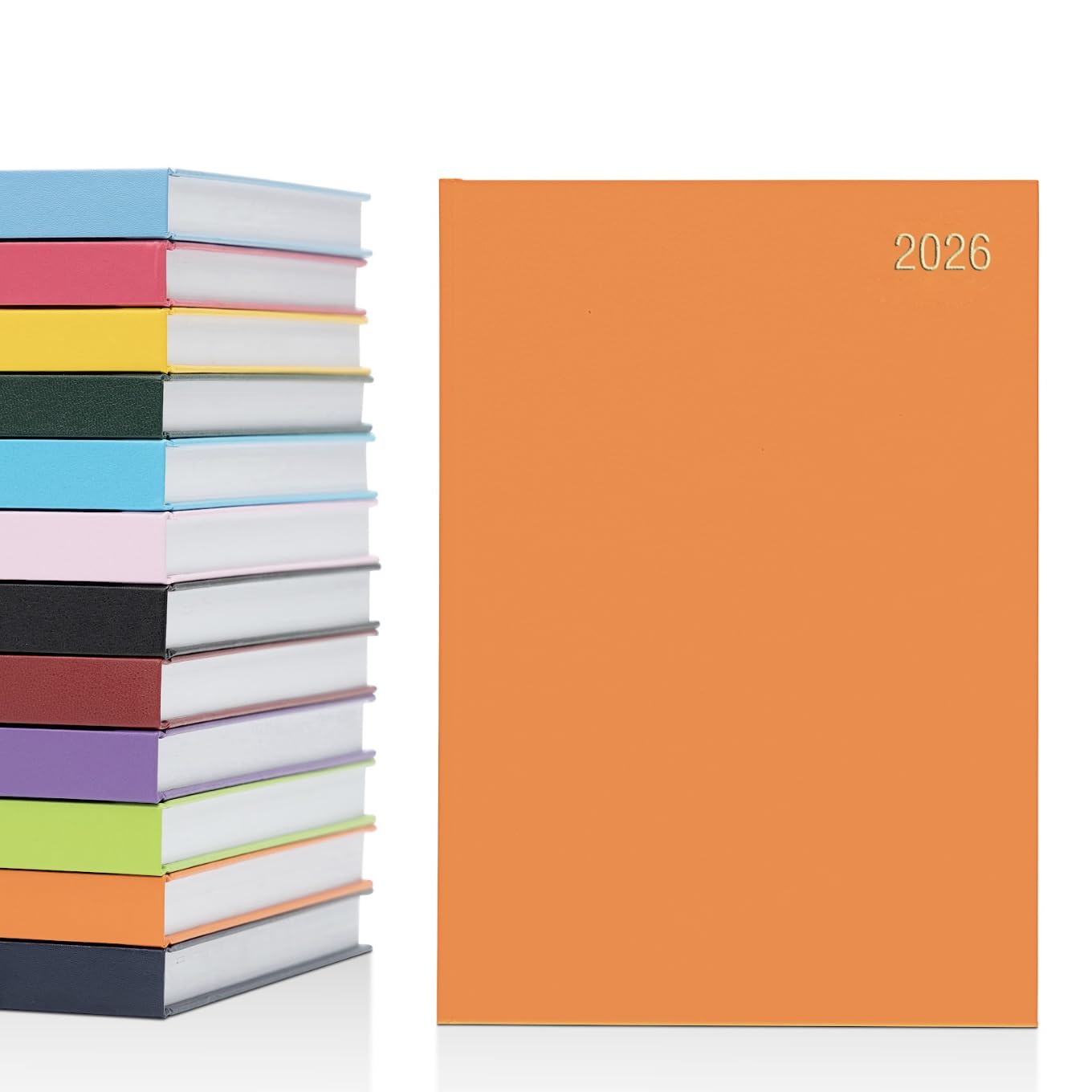 evelay 2026 Diary A4 A5 Day to Page Hardback Full Year Planner Organiser Journal (A5 Page a Day, Orange)