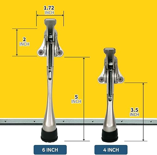 Miniatura 2 de HASHI - Tope para puerta de un solo toque, de 4 pulgadas, con pata de goma de altura ajustable.