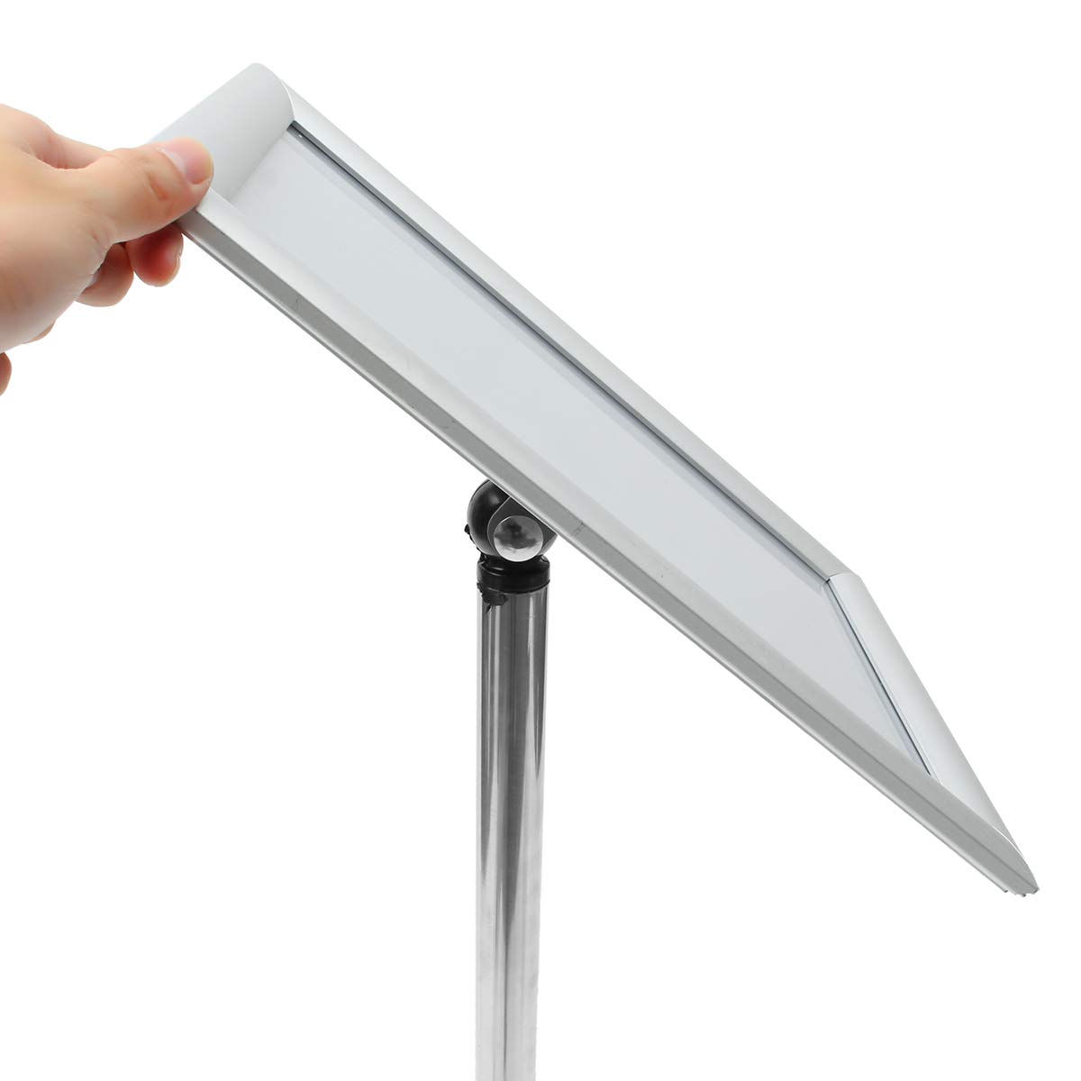 MJJEsports Pantalla De Metal Ajustable A4 Pedestal Cartel De Piso De Soporte Cartel De Plata Hq