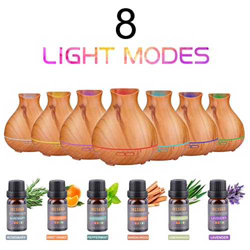 Bzseed Essential Oils Diffuser Set, 550Ml Aroma Ultrasonic Diffuser & 6 Essential Oils, Cool Mist Humidifier With 4 Timer And 7 Color Light Settings, Waterless Auto-Off High Output For Home Bedroom #TOP4