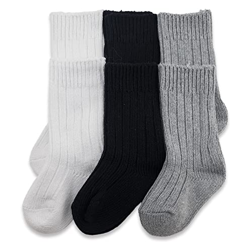 INOBAY Baby Boys Girls Socks - 6 Pairs Toddler Thick Warm Seamless Chunky Knit Cotton Kid Cotton Crew Socks (M(3-5T), Basic)