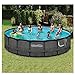 Summer Waves Elite P4A01848B 18ft x 48in Above Ground Frame Outdoor Swimming Pool Set w/Pump, Pool Cover, Ladder, Ground Cloth, & Maintenance Kit