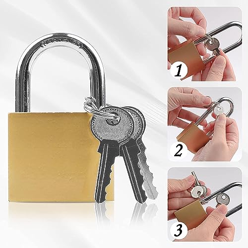 image for XFJSAK 4 Pcs Small Keyed Padlocks, 32mm, Gold, Compact, D Shape, Harde