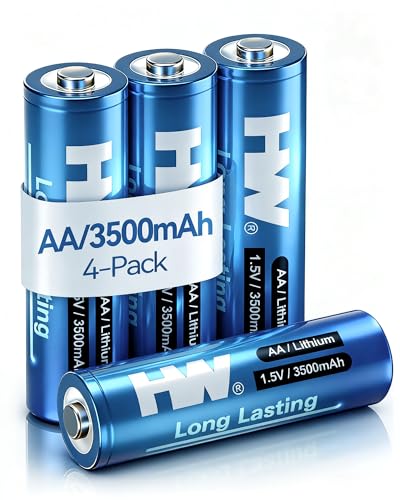 Hw Lithium Batteries Aa 4 Pack Non-rechargeable 1.5v 3500mah High Capacity 2a...