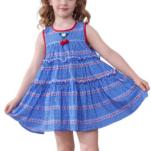 Little Bitty Girls' Plaid School Jumper Dress | Cherry First Day of School Outfits, Gingham Kindergarten Outfits 2-7 Years