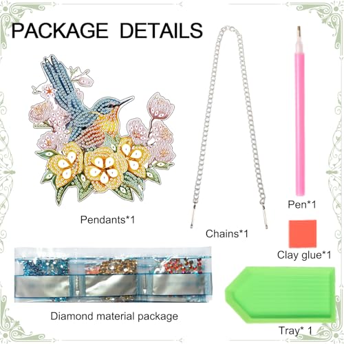 Image of DIY 5D Bird Flower Diamond Art Painting Kits Hanging Sign Wall Art Sign Special Shaped Diamond Art Window Hanging Ornament Pendants Home Garden Wall Door Hanging Diamond Art Kits Valentine's Day Gift