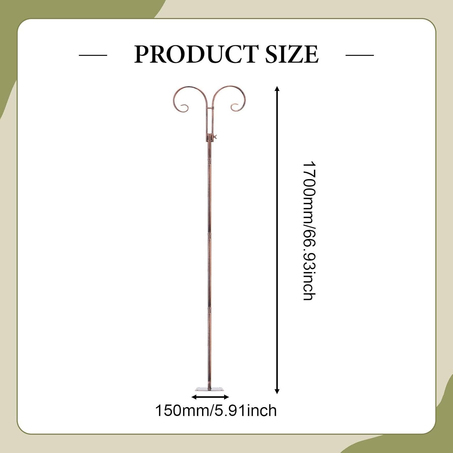Double Shepherds Hooks for Outdoor Bird Feeder Pole Free Standing Two Sided Stand Garden Hook for Flower Basket Lantern Yard