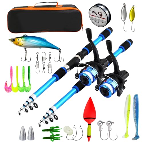 2 Pièces Kit De Pêche, Kit De Canne À Pêche, Kit D'outils De Pêche, Ensemble De Pêche avec Canne À Pêche De 180cm, Moulinet, Accessoires De Pêche Et...