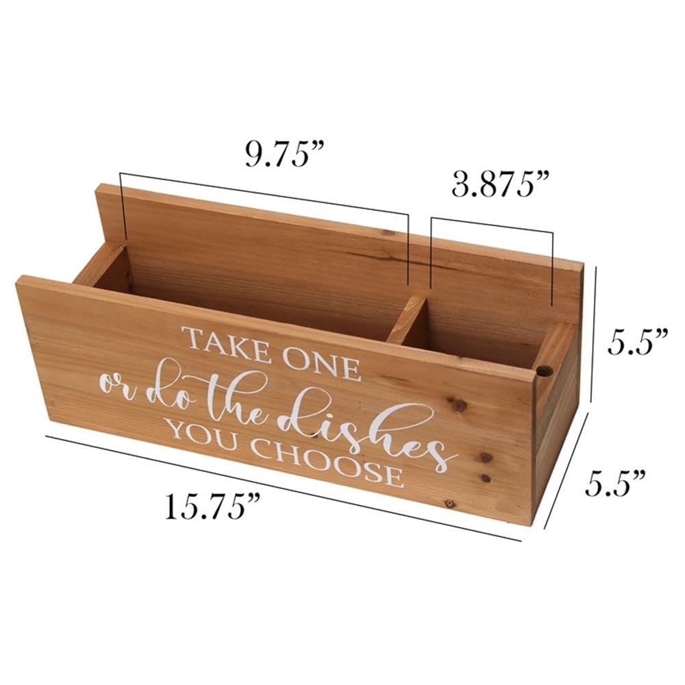Elegant Designs Organizador de Platos y Tazas, Madera Natural/Blanco, 15.75 Pulgadas de Largo