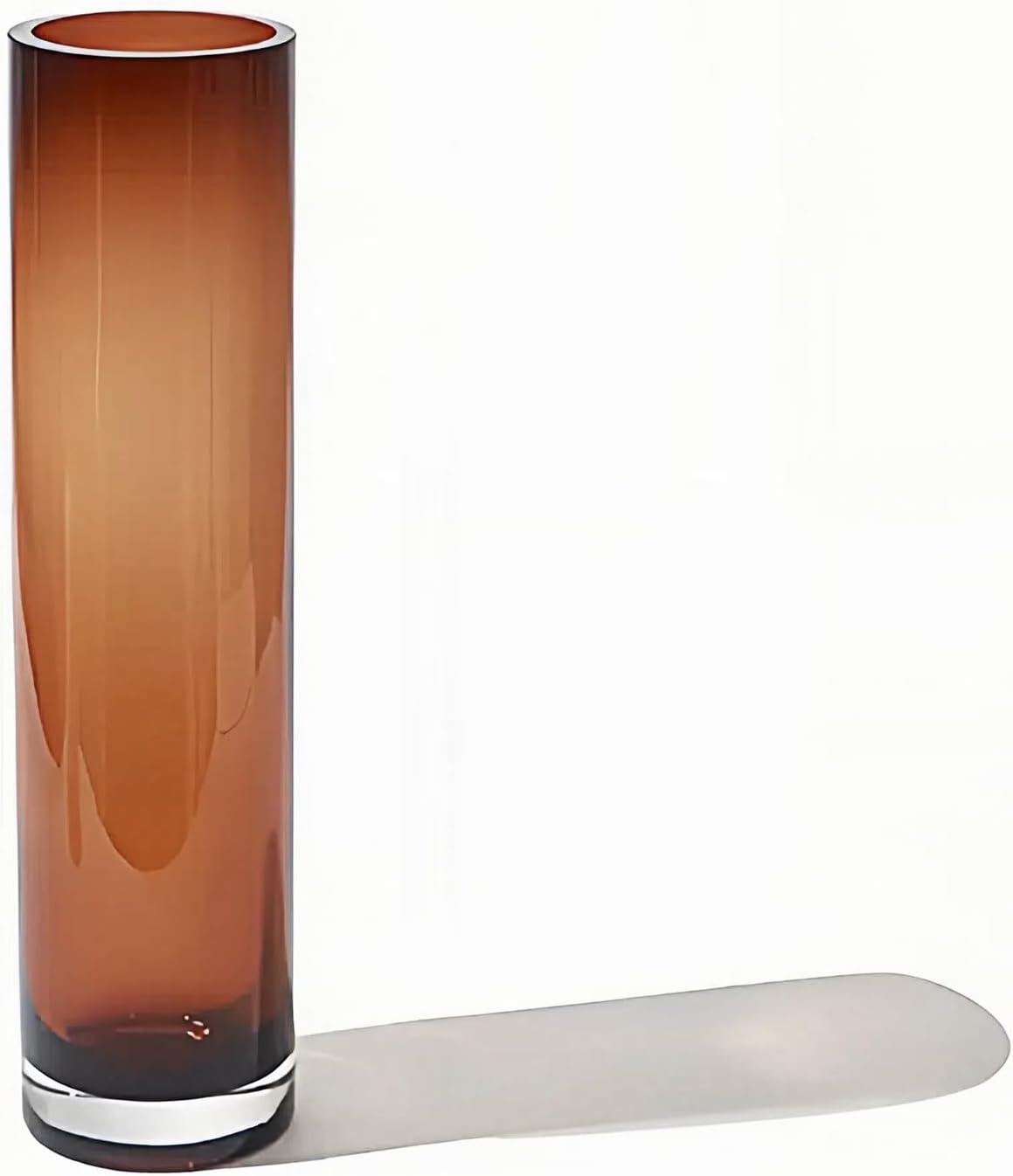 16" Amber Vase,5.3lb Handblown Glass Vase for Living Room, Entryway, or Wedding Decor, Luxury Heavy Duty Flower Vases for Home & Event Centerpieces