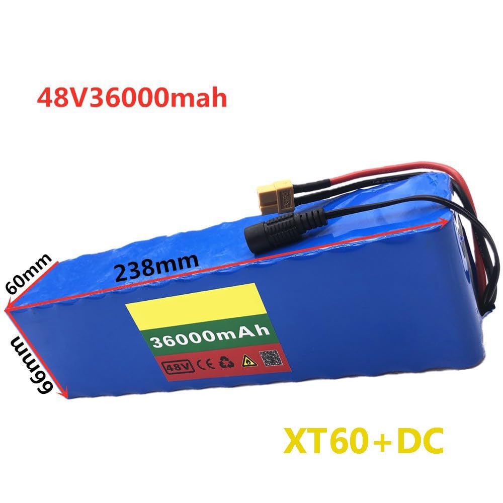 Batteria Al Litio Per Bici Elettrica Da 48V 36AH Batterie A Lunga Durata Per Scooter Elettrici 13S3P Batteria Per Monopattino Pieghevole Con Caricabatterie 48V,XT60+SM