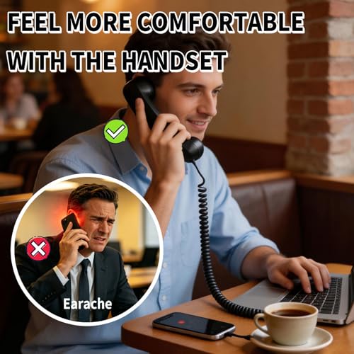 image for KEYIDE Glossy Vintage Handset for Cell Phone, Retro Phone Handset for 