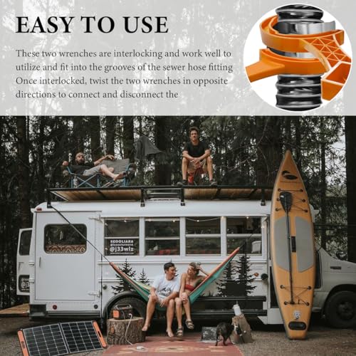 Image of DXNQ 2 PCS RV Sewer Hose Wrenches, 3 inch & 4 inch Fits Most Sewer Cap Connections, Easy-to-Use RV Sewer Fitting Wrench