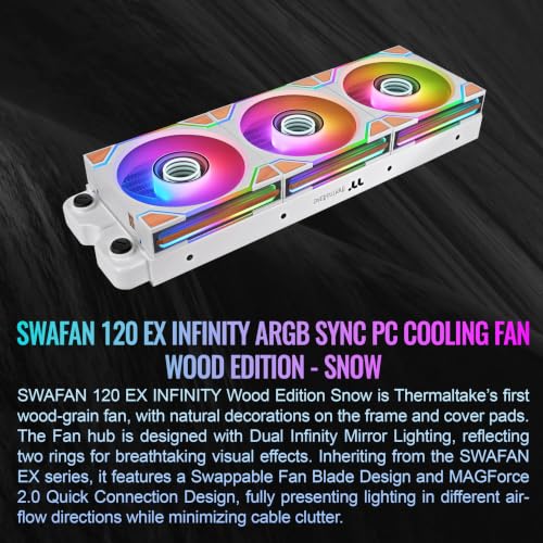 Image of Thermaltake SWAFAN 120 EX Infinity ARGB Sync Wood Edition (3 Pack) Snow