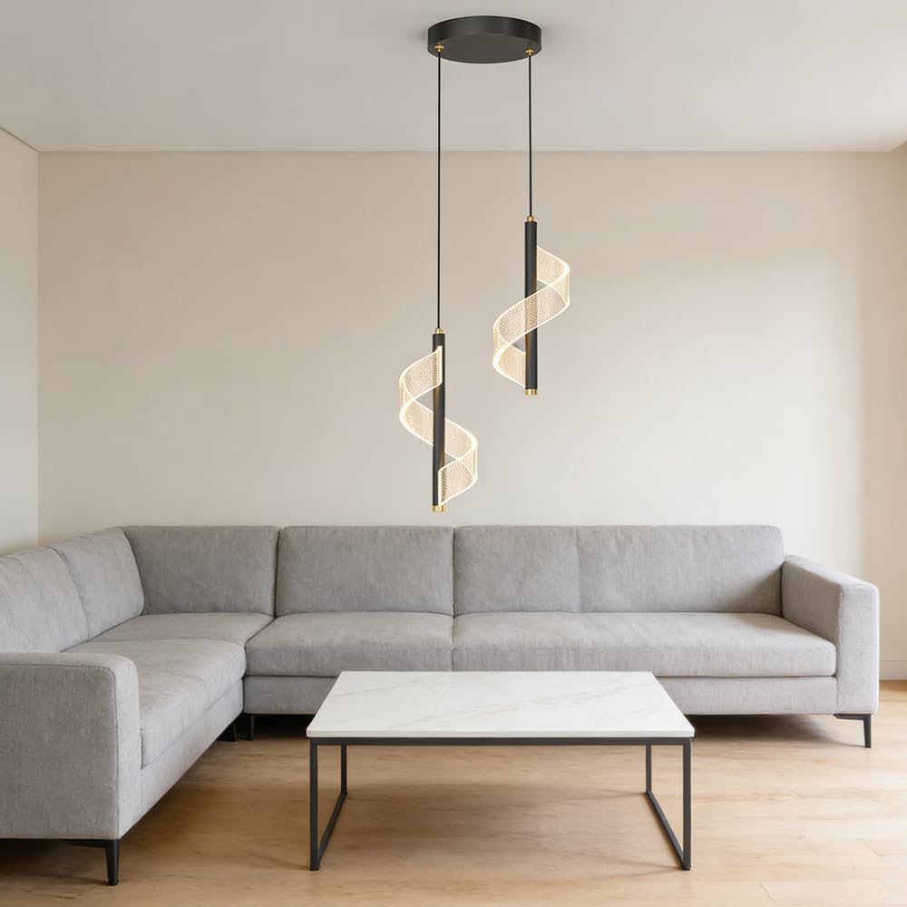 LED Moderno Luci sospese 8W Regolabile 3 temperatur Colori 3000K/4500K/6000K, Camera da letto lampada a sospensione comodino luce pendente lampadario Per soggiorno sala da pranzo (Nero B)
