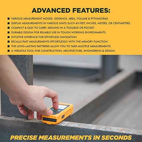 Image of Fluke 406E 60mtr Digital Laser Distance Meter Tape with Free Carry Case Large LCD Display IP54 Dust & Water Resistant Distance Area and Volume Measurement (1 Year Warranty)