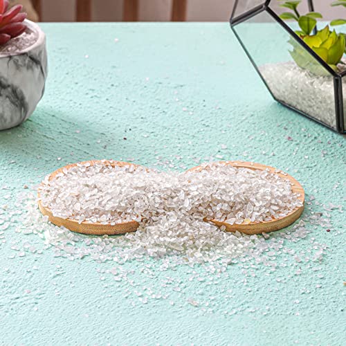 Image of T4U Tumbled Chips Stones Crushed Crystal Quartz 2 LB, Irregular Shaped Gravels Pebble Healing Stones, DIY Smoothed Rocks for Potted Plant,Resin Art,Vase Fillers Aquarium Gravel Rocks (Clear)