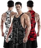 DRSKIN Men's 3 Pack Y-Back Muscle Tank Tops Bodybuilding Gym Fitness Stringer Athletic Workout Sleeveless Shirt (INTA-TA1-(MG,MR,MB), XL)