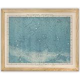 Map of the Stars - The North Pole 11x14 Framed Poster, Vintage Celestial Wall Art, Antique Astronomy Northern Hemisphere Constellation Chart, Retro Star Map for Astronomers, Zodiac & Astrology Décor