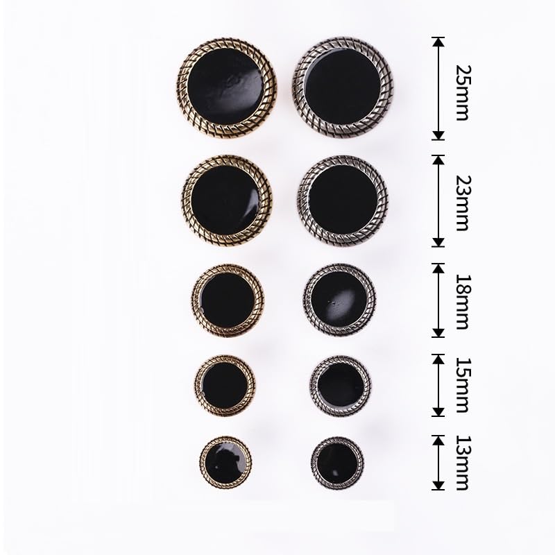Metalowe guziki do płaszczy, 20 szt. Modnych okrągłych guzików na ubrania, swetry rozpinane, płaszcze, projekty rękodzielnicze(Golden edge black,25 mm)