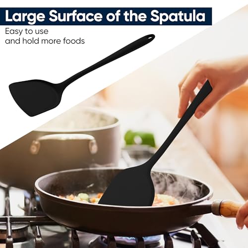 Herogo Silicone Spatula, 2 Pieces Non-Stick Spatula Turner Set for Cooking, Heat Resistant Silicone Slotted Turner Utensils for Cookware Pan, Easy Clean, Dishwasher Safe, Black - Image 5