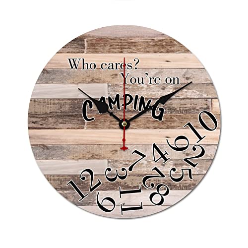 Horloge murale camping vintage 38 cm pour décoration de terrasse