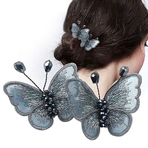 Preisvergleich Produktbild Haarspange mit Schmetterlingsmotiv, mit besticktem Seidengarn, Schmetterlingsmotiv