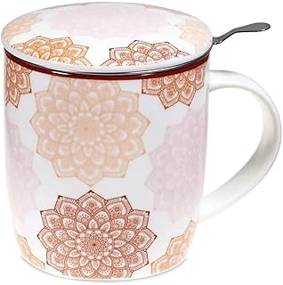 Generico Taza de té de té con infusiones de color rosa Mandala
