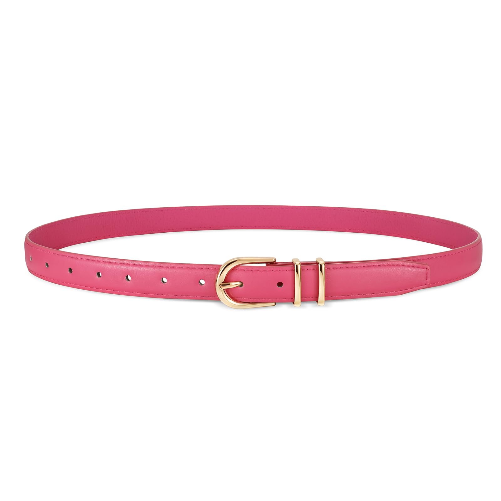 JASGOOD Women Skinny Leather Belt for Jeans Pants Fashion Ladies Thin Belt for Dress with Gold Single Prong Buckle