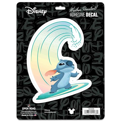 Image of Disney Lilo and Stitch Wave Adhesive Vinyl Decal - Fun Stitch Sticker for Car - Perfect for Disney Fans