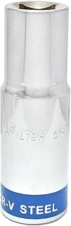 TAPARIA Socket made of Chrome Vanadium Steel 6 Point Deep/Long Socket (Silver), L 19H of 1/2" (12.7mm) Square drive size, ...