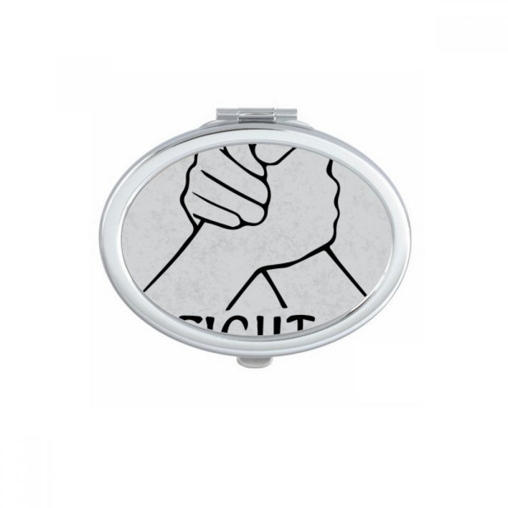 Miroir compact à la main design lutte au poignet, une idée cadeau mignon et ovale