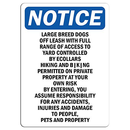 Notice - Large Breed Dogs Off Leash with Full Range Sign | Label Decal Sticker Retail Store Sign Sticks to Any Surface 8