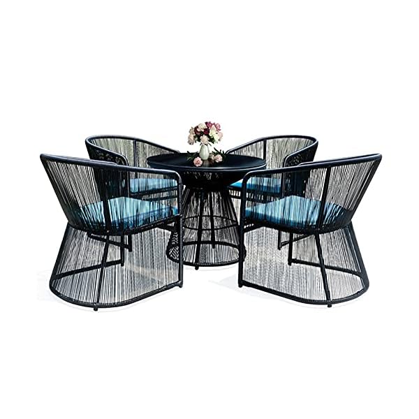 YTBLF 5 Piece Outdoor Garden Furniture Set Patio Rattan Dining Table Chairs Set - Patio Rattan Chair Creative Balcony Tables And Chairs Outdoor Furniture Rattan Tea Table