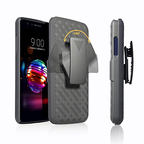 Compatible for LG Phoenix Plus Case/LG K30 Case/LG K10 Plus 2018 Case/LG Premier Pro LTE Case Holster Belt Clip Protective Phone Cover - Black