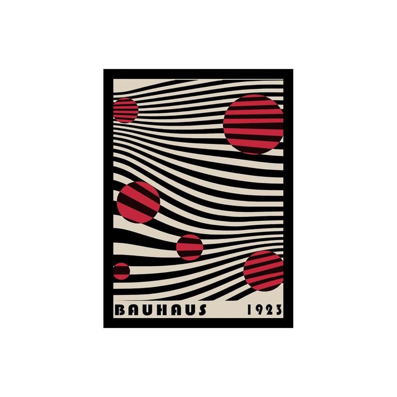 Image of BLINKART Vintage Bauhaus Retro Geometric Aesthetic Poster Gallery | Colorful Wrap Framed For Home Office Studio Living Room Modern Art Studio Decoration Abstract Shapes | (d93) | 13x10 Inch