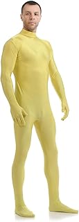 Disfraz de una sola pieza para hombre, sin capucha, cuerpo completo, de elastano, unitardo, color amarillo, segunda piel, amarillo, M/155-165cm