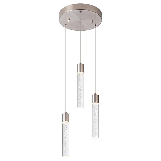 BESTWEST Pendant Lights Kitchen,Brushed Nickel Pendant Lights with Remote Control Dimmable Tri-Color, led Pendant Lighting for Kitchen Restaurant, Dining Room