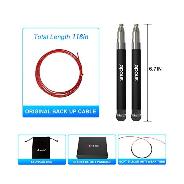 SNODE T18 Self-Locking Jump Rope, High Speed Skipping Rope, Lightweight Speed Rope with 2 Speed Rope Cables for Fitness Sports Training Workout
