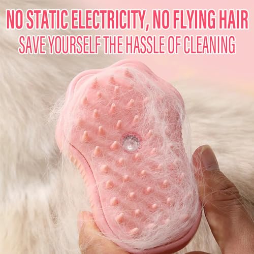 Image of Steamy Cat Brush, 3 in 1 Cat Steamy Brush, Cat Steam for Shedding, Cat Cleaning Brush Comb with Steam, 2024 Multifunctional Cat Hair Brush for Removing Tangled and Loosse Hair (Pink Cat)