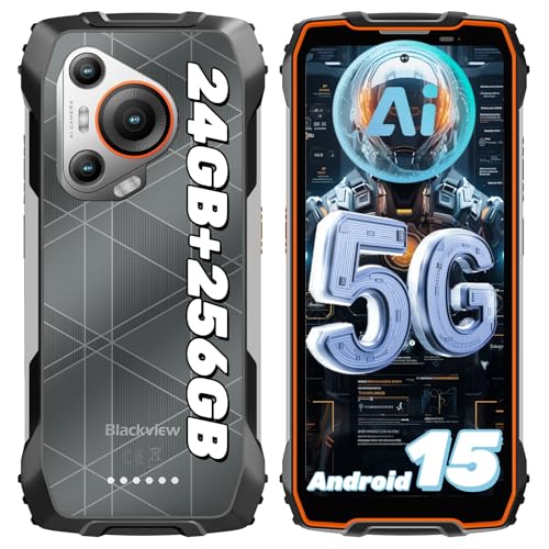 Blackview BL7000 Téléphone Portable Incassable 5G, Android 15 Smartphone 6,78''HD+ 120Hz, 24Go+256Go/TF 2To, Dimensity 6300, 50MP+32MP, Gemini AI, 5G Dual...
