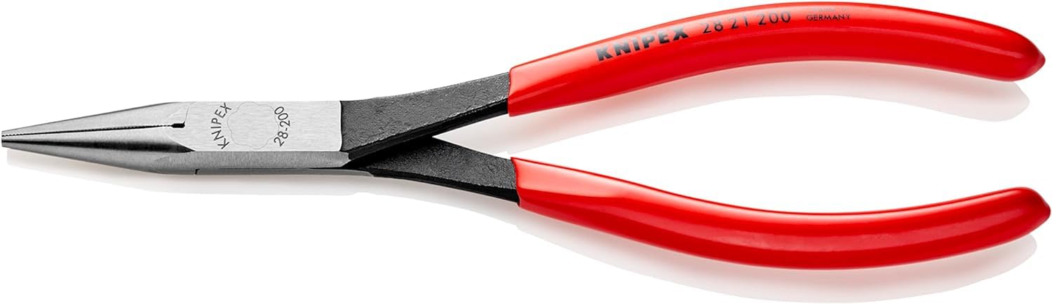 Knipex Long Nose Pliers, 200 mm Overall, Straight Tip, 34mm Jaw