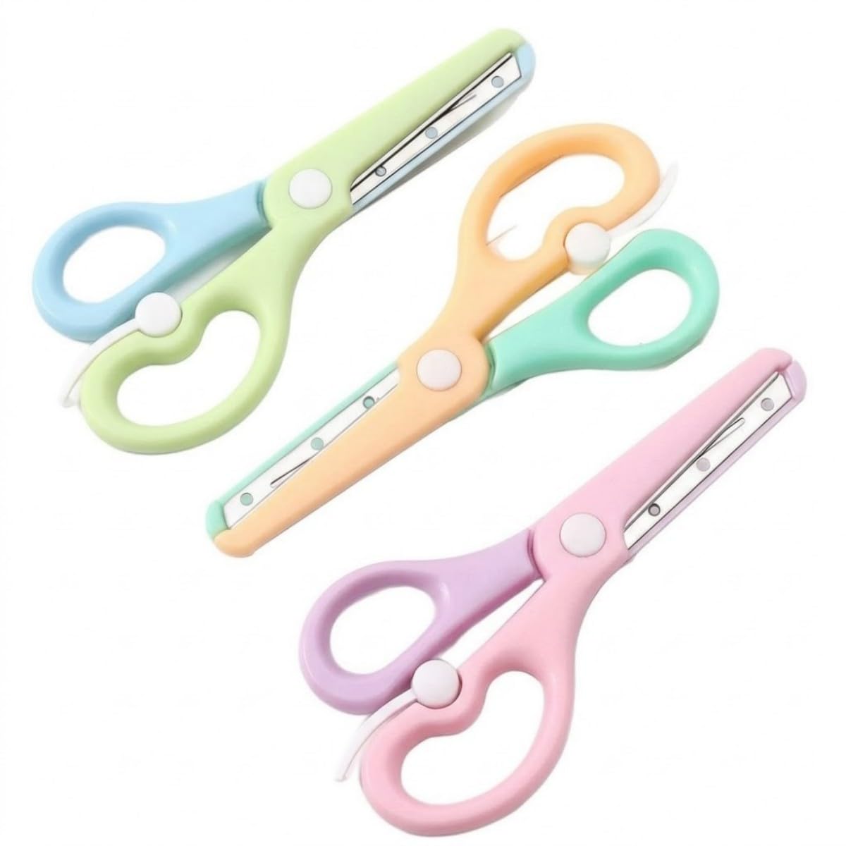 3 Piezas Tijeras de Aprendizaje para Niños, 10,7 cm Herramienta Creativa de Plástico con Resorte, Diseño de Doble Color, Para Manualidades en Casa y Aula de Preescolar, Puntas Redondeadas