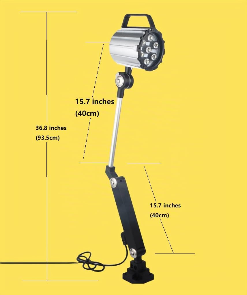 12W Aggiornato Plus braccio lungo 40+40 cm illuminazione macchina 220 V lampada industriale regolabile in lega di alluminio luce da lavoro LED per tornio, fresatrice CNC, perforatrice (12 W)