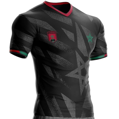Marruecos MC-34 Fútbol Bandera marroquí, Negro , XXL